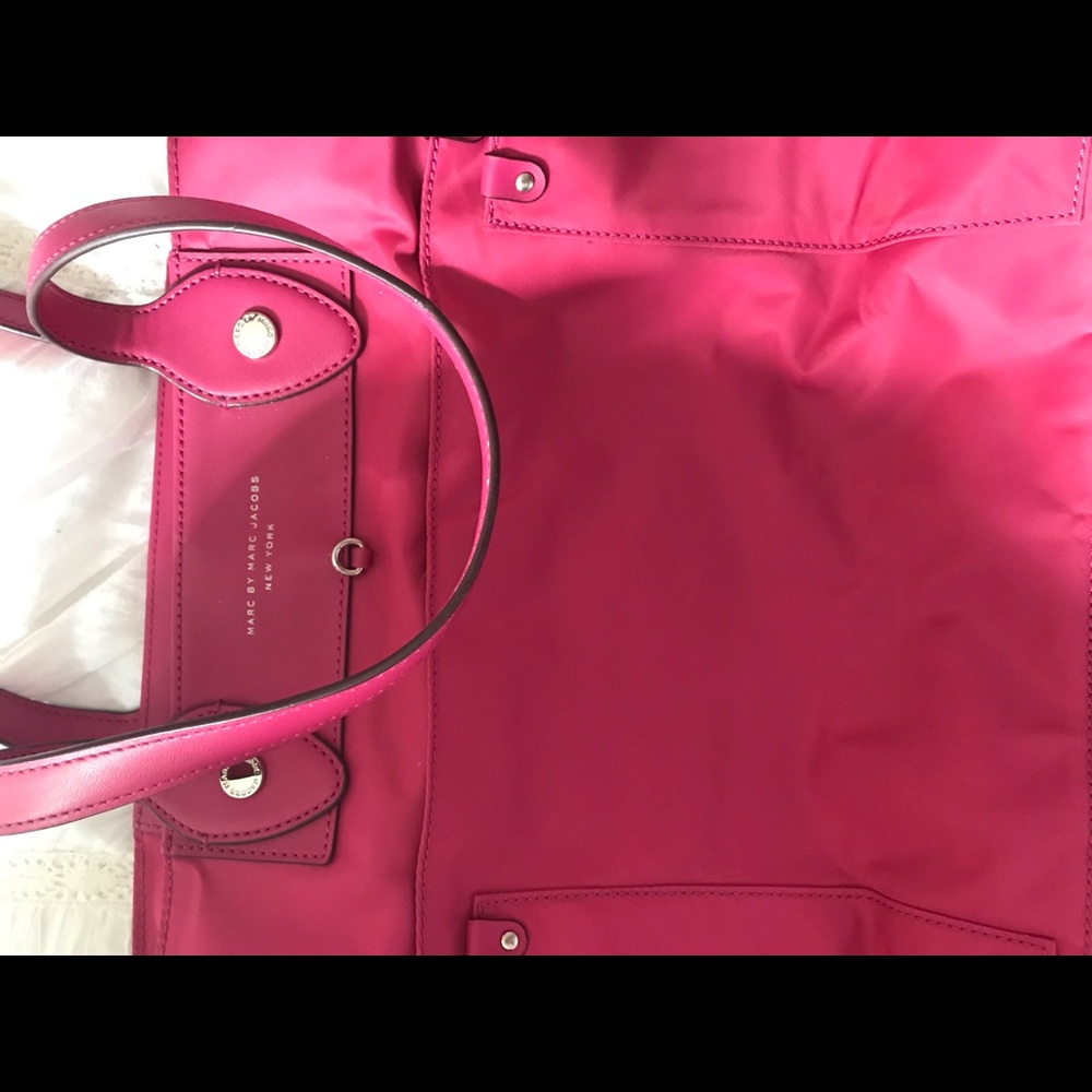 Raspberry pink diaper bag